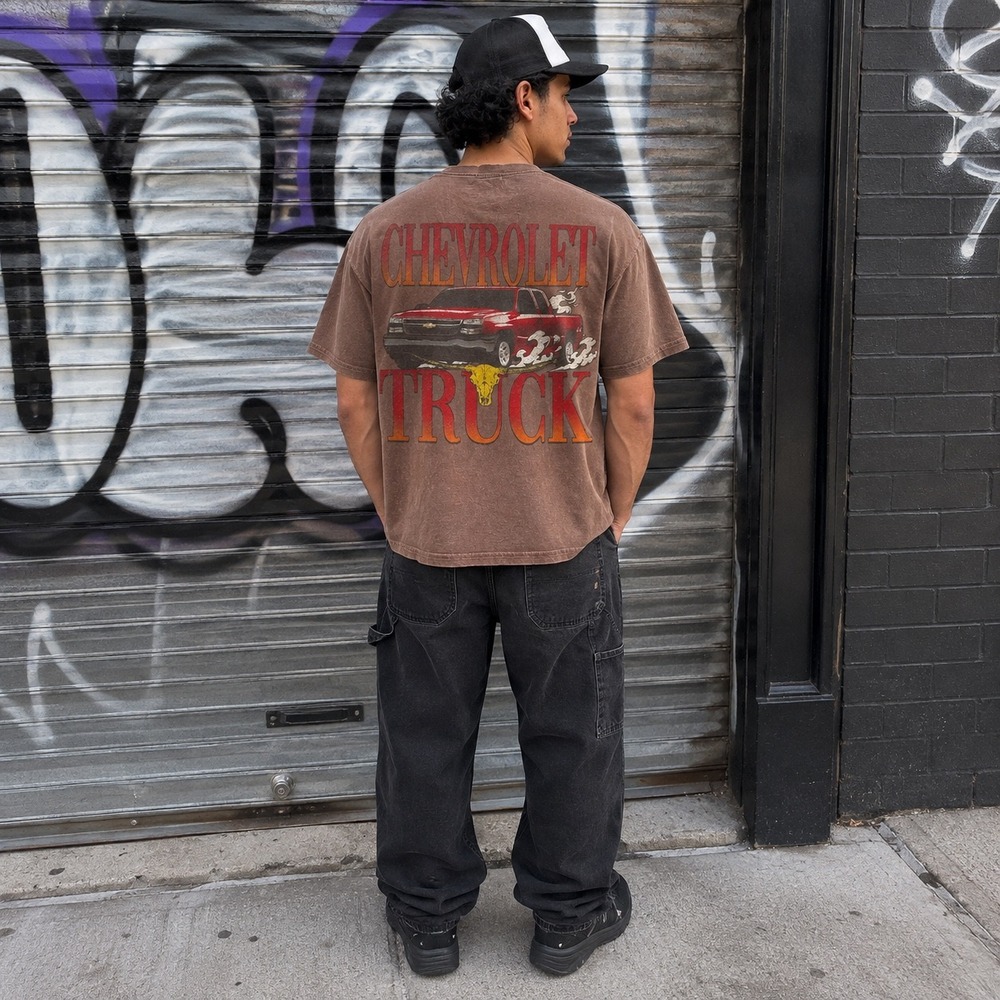 GM Chevrolet Truck T-Shirt Mens Small Brown Graphic Longhorn Cowboy Fade Tee